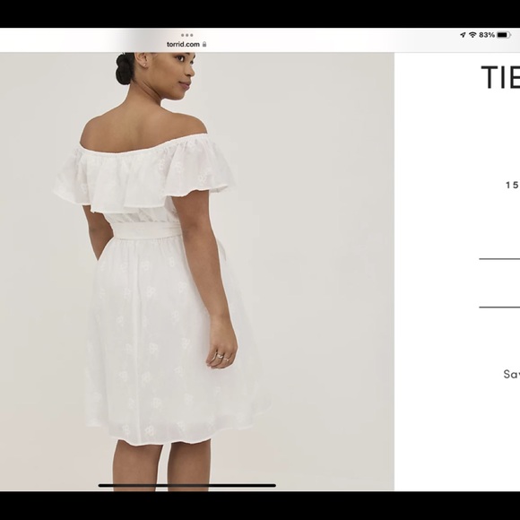 New OFF-THE-SHOULDER TIE-WAIST SKATER DRESS - CHALLIS WHITE EMBROIDERY - Picture 3 of 11